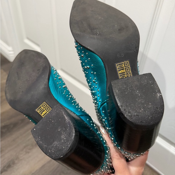 Jeffrey Campbell Teal Studded Ankle Boots - Picture 5 of 7